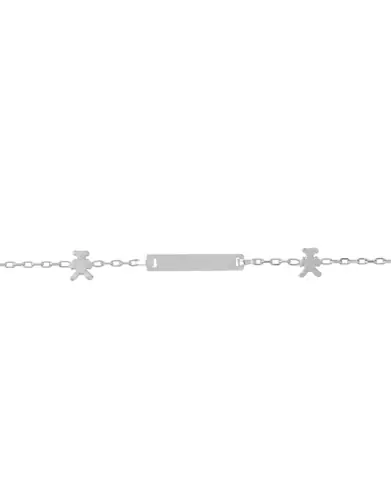 Bracelet Identité Bébé plaque rectangle Maille forçat et Motifs Ours