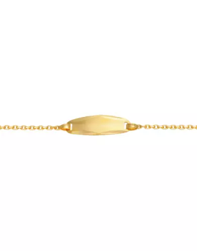 Bracelet Identité Bébé plaque ovale Large Maille Forçat Biseautée