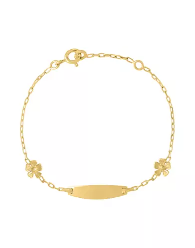 Bracelet Identité Bébé Or et Fleurs