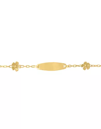 Bracelet Identité Bébé Or et Fleurs