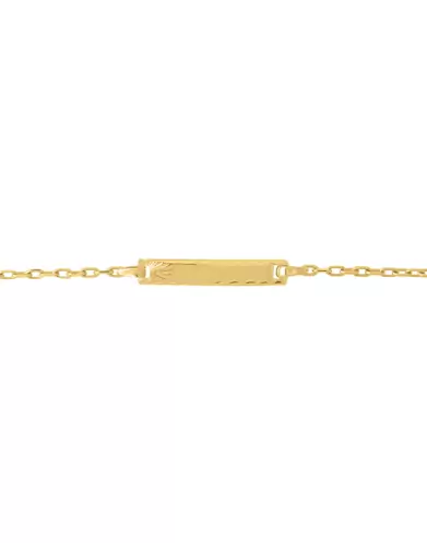 Bracelet Identité Bébé plaque rectangle brossée soleils Maille Forçat