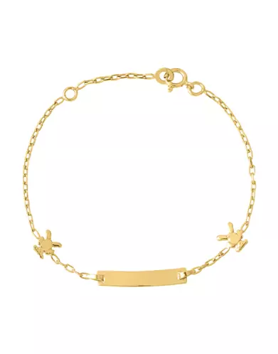 Bracelet Identité Bébé plaque rectangle Maille forçat et Motifs Ours