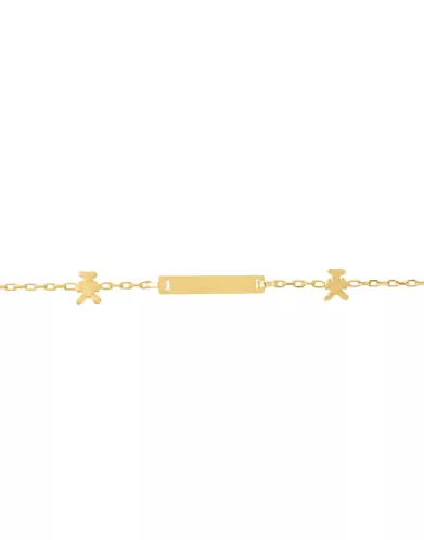 Bracelet Identité Bébé plaque rectangle Maille forçat et Motifs Ours