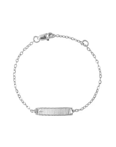 Bracelet Identité Bébé plaque Rectangle Brossée Biseautée Maille forçat