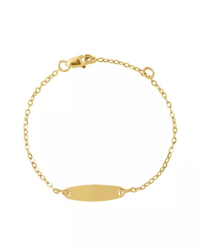 Bracelet Identité Bébé 18K plaque Ovale Maille forçat - Modèle léger