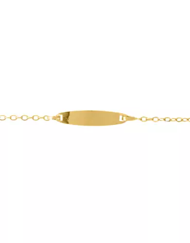 Bracelet Identité Bébé 18K plaque Ovale Maille forçat - Modèle léger