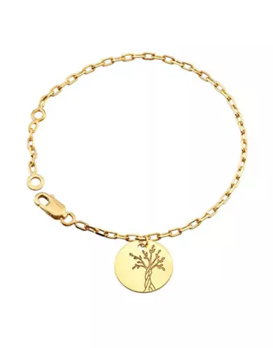 Bracelet Breloque Médaille Arbre de Vie en Or jaune 18K