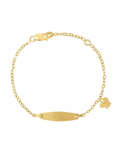Bracelet Identité Bébé plaque Ovale Maille forçat et Pampille Papillon