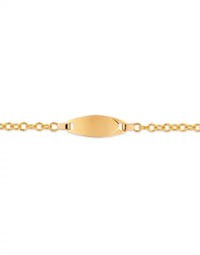 Bracelet Identité Bébé plaque ovale étoilée Maille Rollo