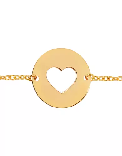 Bracelet Ajouré Centre Cœur Chaîne Forçat Personnalisable pour enfant