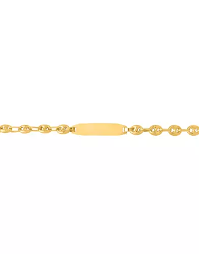 Bracelet Identité Bébé 18K plaque Rectangle Maille Grain de Café - Modèle léger