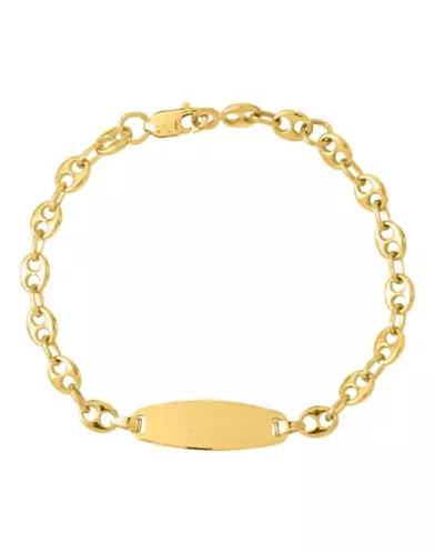 Bracelet Identité Bébé plaque Ovale Large Maille grain de café