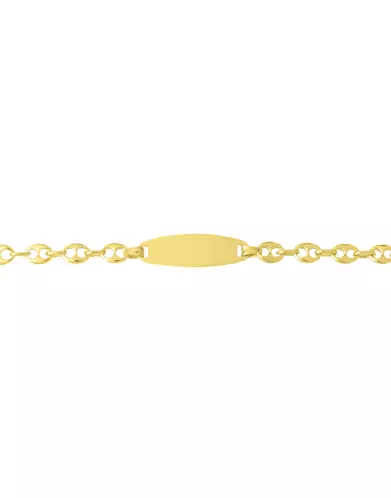 Bracelet Identité Bébé plaque Ovale Large Maille grain de café