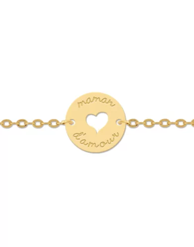 Bracelet Médaille Ronde ajourée Coeur 