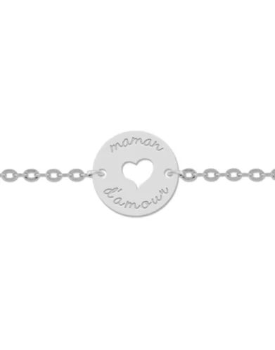Bracelet Médaille Ronde ajourée Coeur 