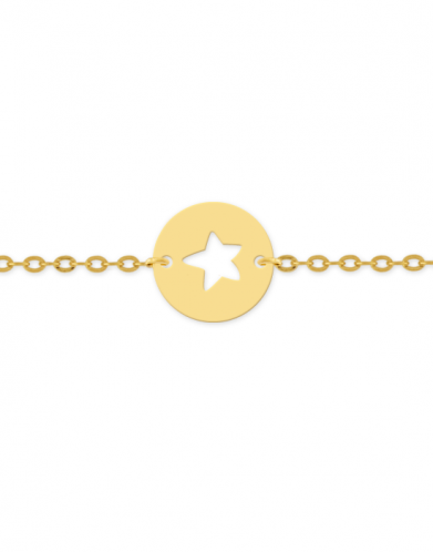 Bracelet Médaille Ronde Ajourée Étoile Personnalisable