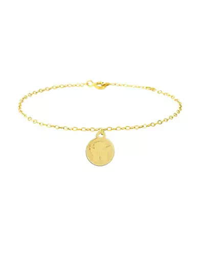 Bracelet Breloque Médaille Ange Penseur en Or