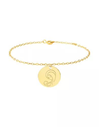 Bracelet Breloque Médaille Vierge à l'enfant en Or