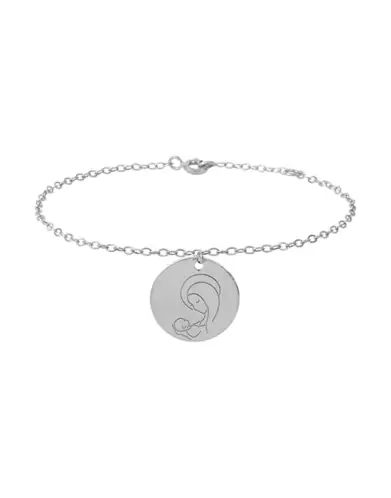 Bracelet Breloque Médaille Vierge à l'enfant en Or