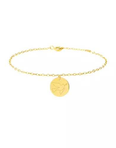Bracelet Breloque Médaille Colombe en Or