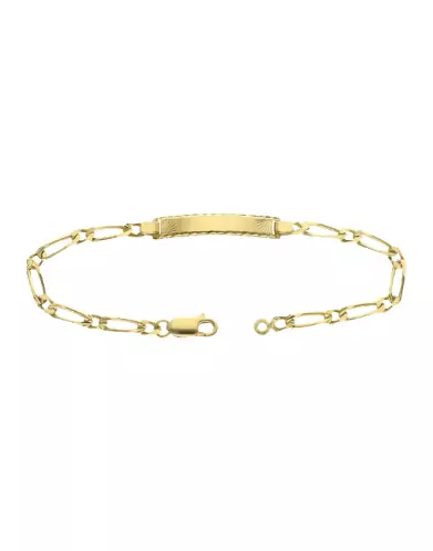Bracelet Homme Plaque Rectangle Maille Alternée 1/1 Soleillée en Or Personnalisable