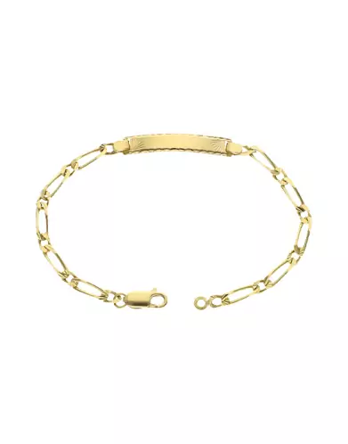 Bracelet Homme Plaque Rectangle Maille Alternée 1/1 Soleillée en Or Personnalisable