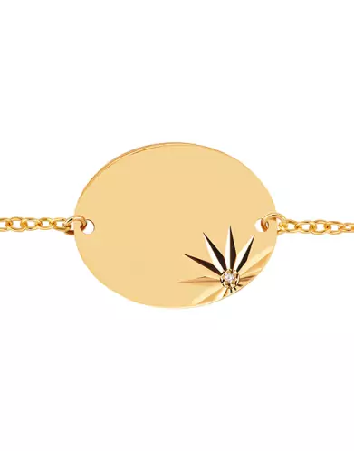 Bracelet Ovale Soleillé Diamant Chaîne Forçat Personnalisable pour homme