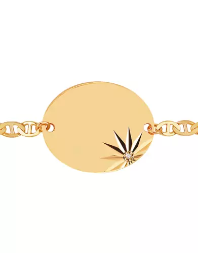 Bracelet Ovale Soleillé Diamant Chaîne Marine Personnalisable
