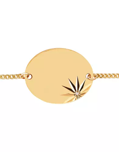 Bracelet Ovale Soleillé Diamant Chaîne Gourmette Or jaune