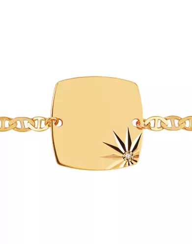 Bracelet Tonneau Soleillé Diamant Chaîne Marine Personnalisable