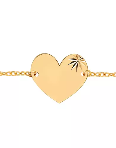 Bracelet Coeur Soleillé Chaîne Forçat Or jaune