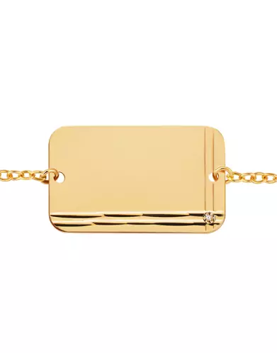 Bracelet Rectangle Rainurée Diamant Chaîne Forçat Personnalisable pour homme