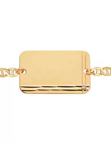 Bracelet Rectangle Rainurée Diamant Chaîne Marine Personnalisable pour enfant