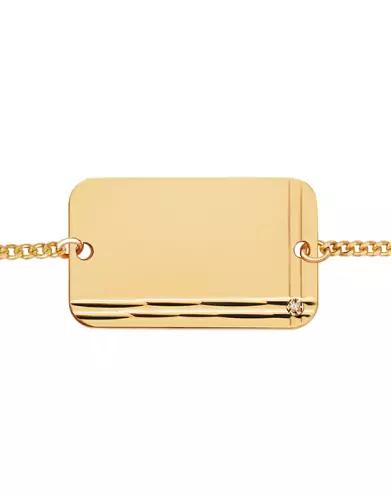 Bracelet Rectangle Rainurée Diamant Chaîne Gourmette Personnalisable pour enfant