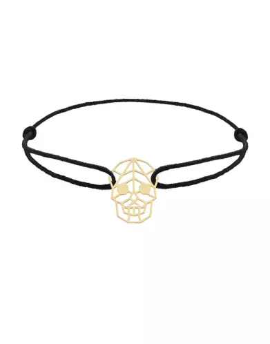 Bracelet Cordon Origami Tête de Mort en Or