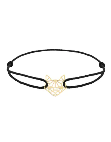 Bracelet Cordon Origami Chat en Or