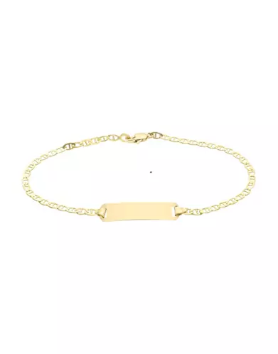 Bracelet Adolescent Plaque Rectangle Maille Marine en Or 18K Personnalisable