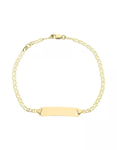 Bracelet Adolescent Plaque Rectangle Maille Marine en Or 18K Personnalisable