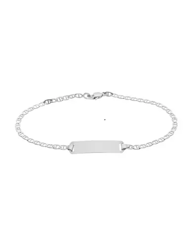 Bracelet Adolescent Plaque Rectangle Maille Marine en Or 18K Personnalisable