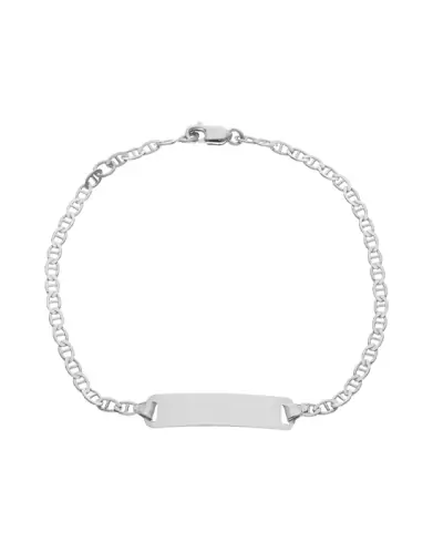 Bracelet Adolescent Plaque Rectangle Maille Marine en Or 18K Personnalisable
