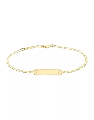Bracelet Adolescent Plaque Rectangle Gravée Maille Marine en Or 18K Personnalisable