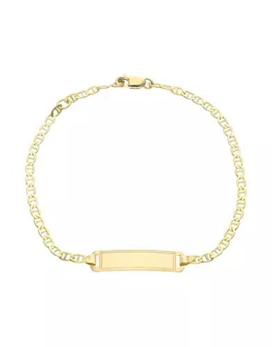 Bracelet Adolescent Plaque Rectangle Gravée Maille Marine en Or 18K Personnalisable