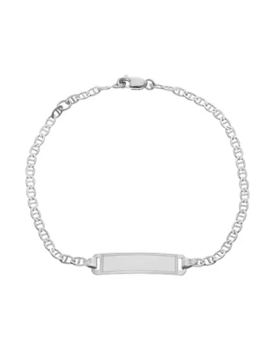 Bracelet Adolescent Plaque Rectangle Gravée Maille Marine