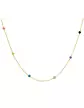 Collier Chaîne en Or Jaune 18K et Pampilles Pierres Multicolores