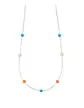 Collier Chaîne en Or Jaune 18K Pierres Fines Bleu, Blanche et Orange