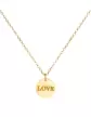 Collier avec Pendentif Rond Gravé Love en Or Jaune 18K