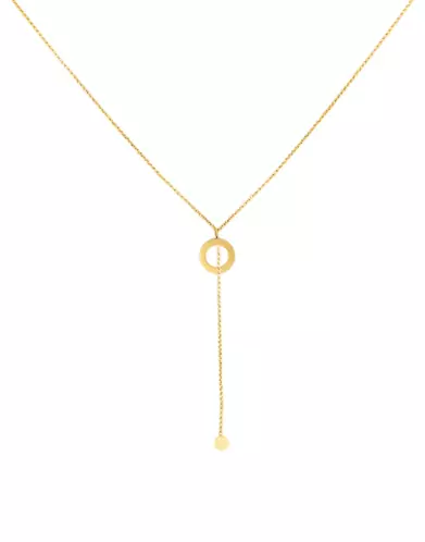 Collier Géométrique Rond et Chaîne en Or Jaune 18K