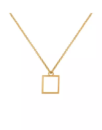Collier Géométrique Carré Or Jaune 18K