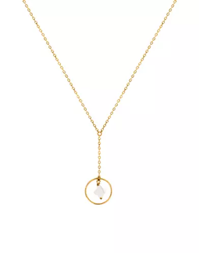 Collier en Or Jaune 18K Trèfle en Nacre Encerclé