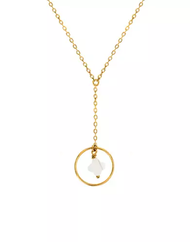 Collier en Or Jaune 18K Trèfle en Nacre Encerclé